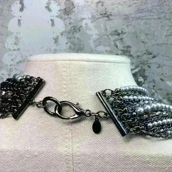 Black and Grey AB Aurora Borealis Beaded and Chain Necklace - Picture 5 of 5